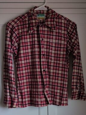 Vintage Red Plaid Button-Down Kids Shirt